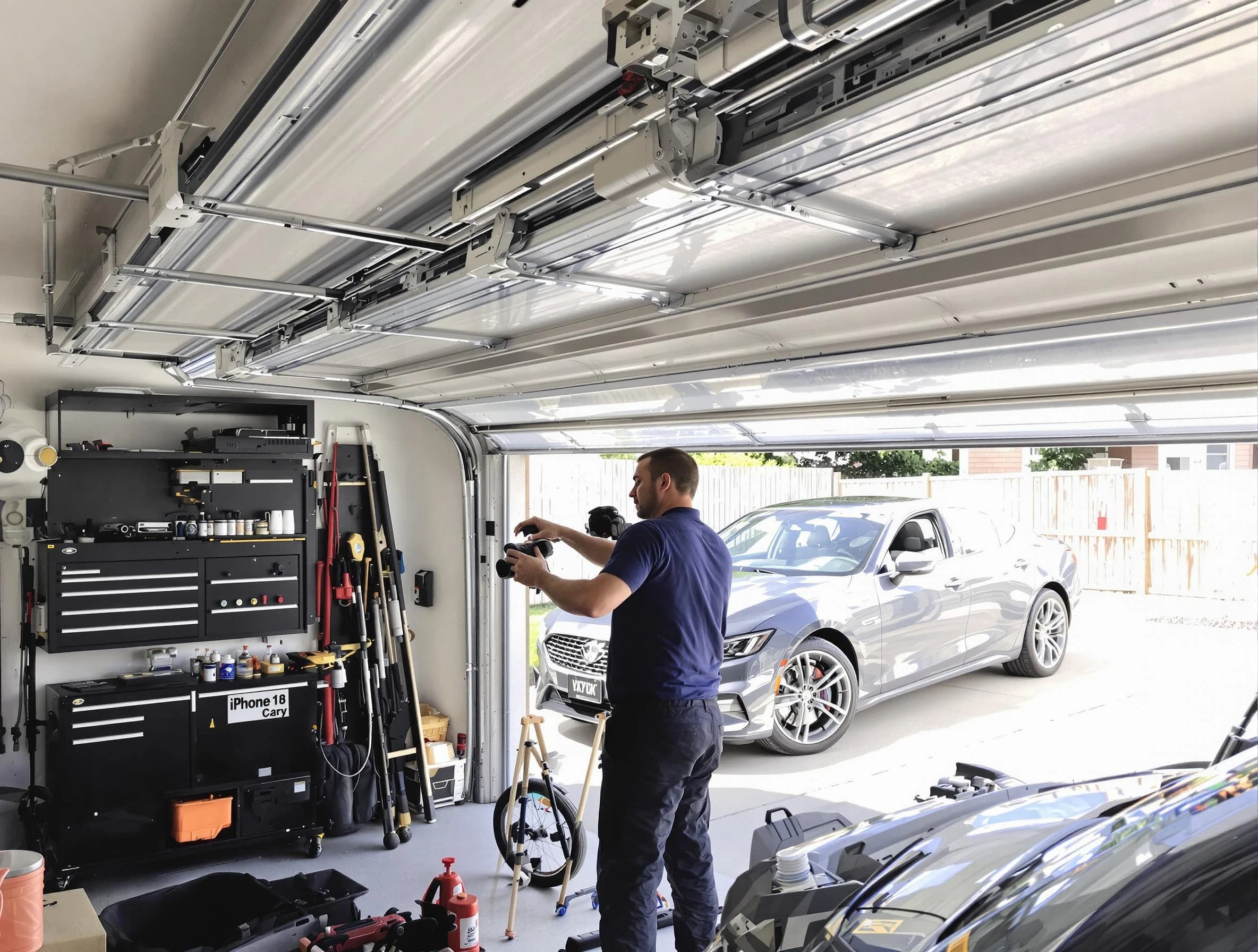 Fair Lawn Garage Door Repair technician fixing noisy garage door in Fair Lawn