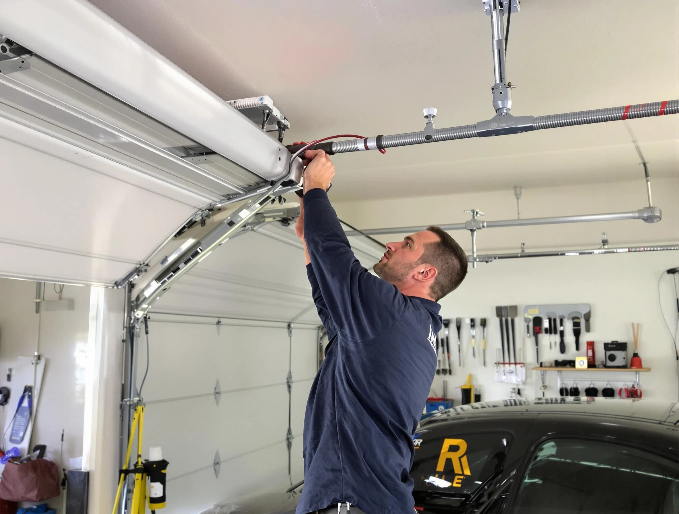 Fair Lawn Garage Door Repair technician performing garage door cable repair in Fair Lawn