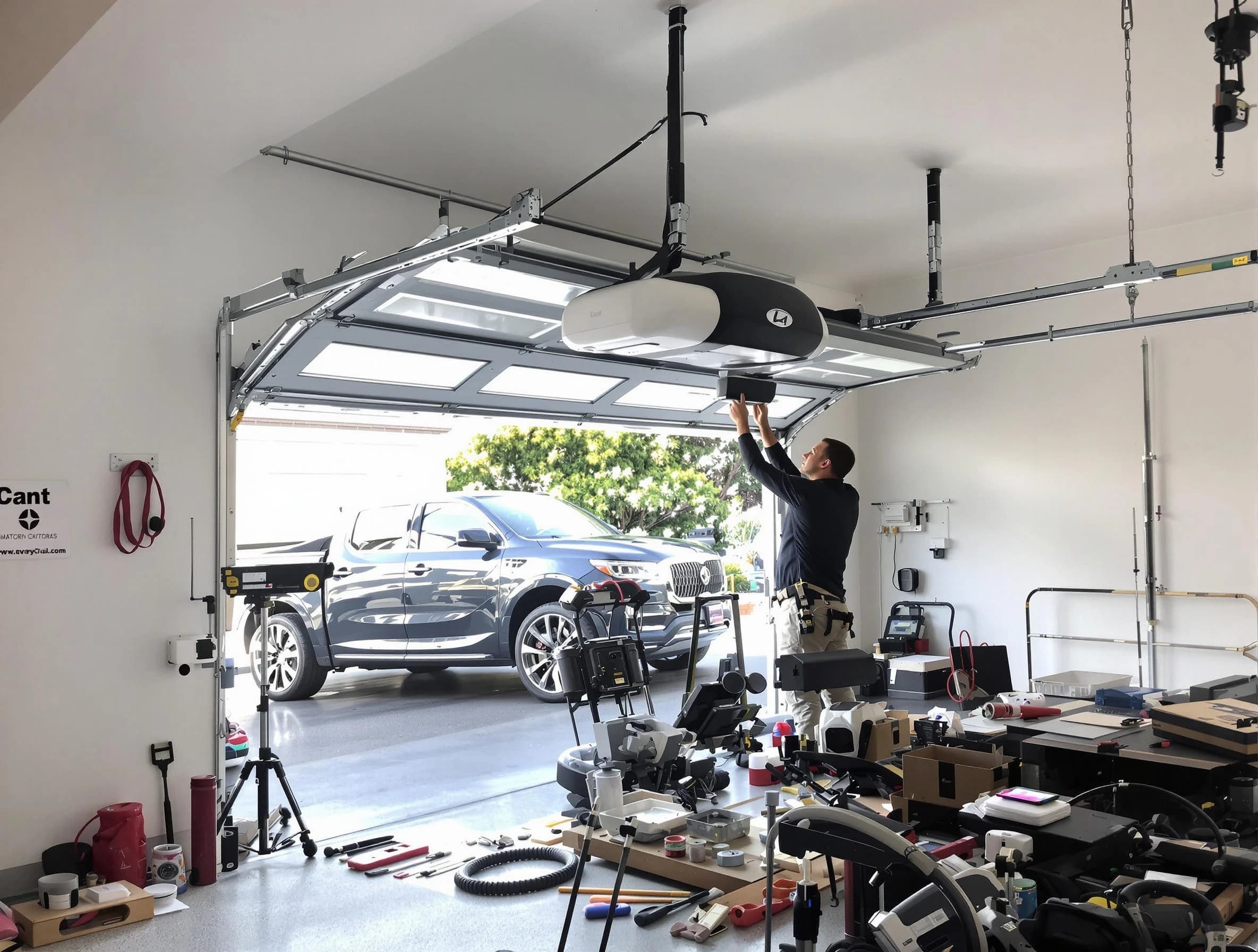Fair Lawn Garage Door Repair specialist installing smart garage door opener system in Fair Lawn home