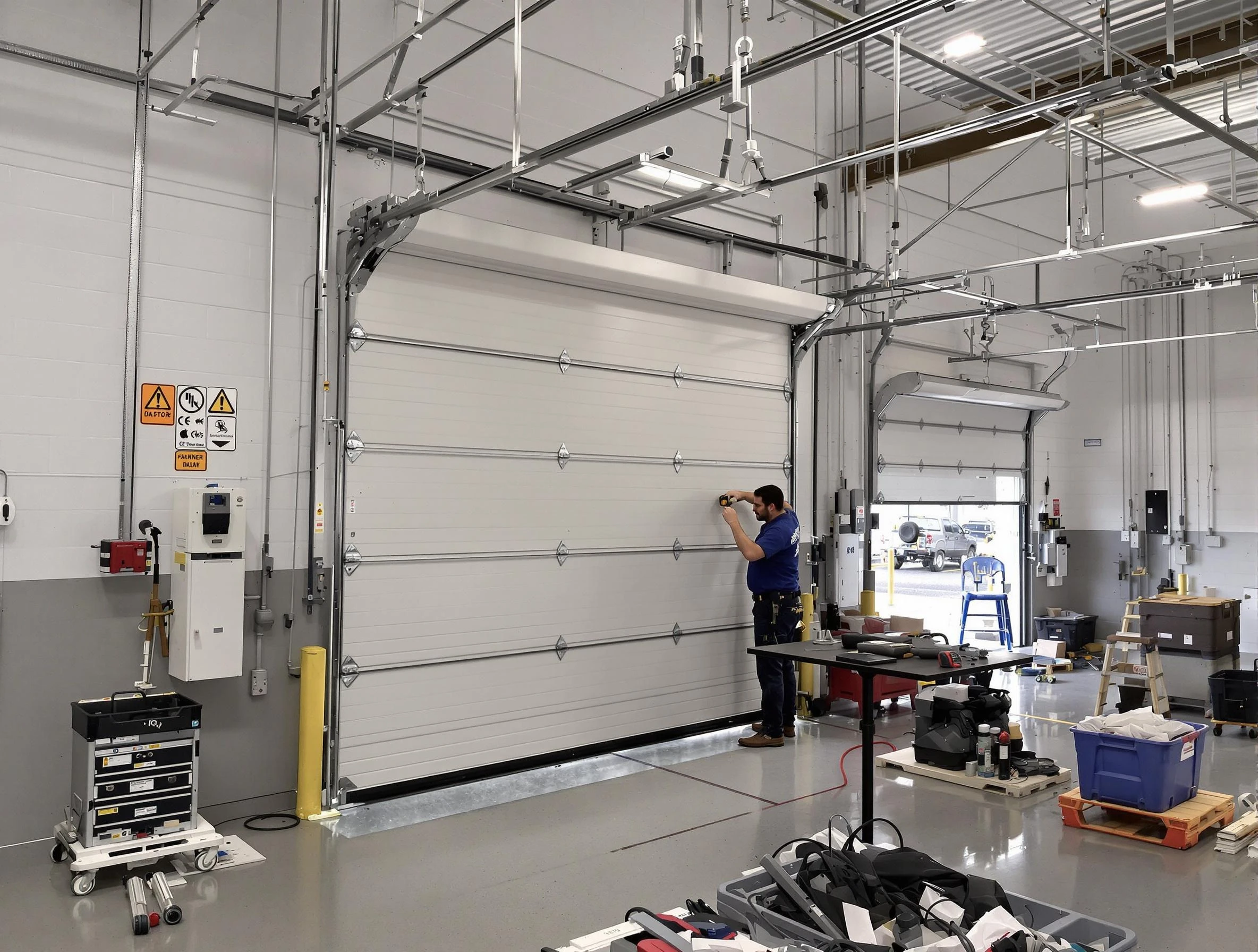 Commercial garage door repair being performed by Fair Lawn Garage Door Repair expert in Fair Lawn