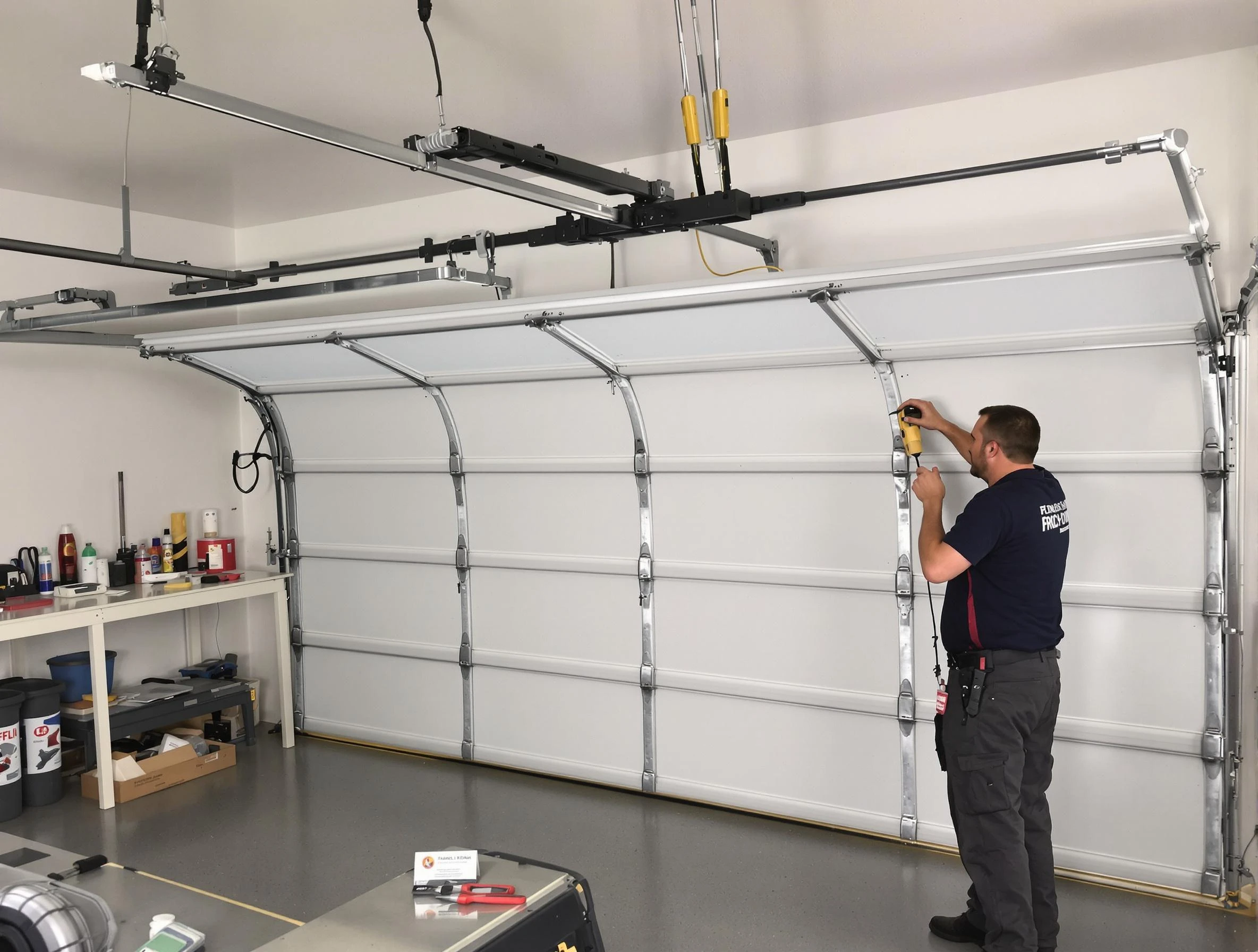 Fair Lawn Garage Door Repair certified technician performing overhead door system repair in Fair Lawn